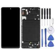 Original Super AMOLED LCD Screen for Galaxy A71 Digitizer Full Assembly with Frame (Black)