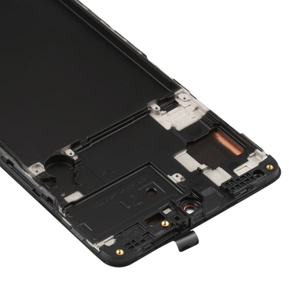 Original Super AMOLED LCD Screen for Galaxy A71 Digitizer Full Assembly with Frame (Black)