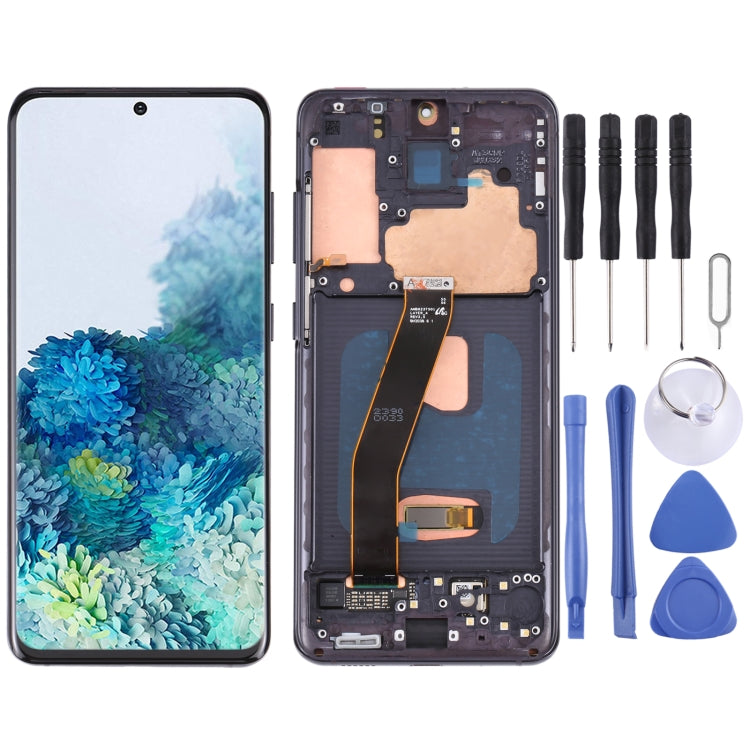 Original Dynamic AMOLED Material LCD Screen and Digitizer Full Assembly with Frame for Galaxy S20 4G SM-G980(Black)