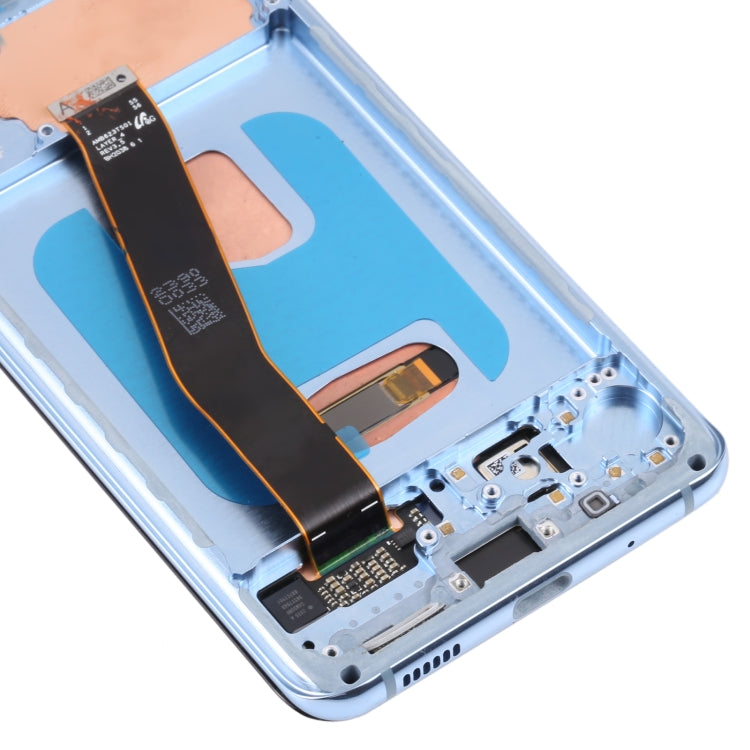 Original Dynamic AMOLED Material LCD Screen and Digitizer Full Assembly with Frame for Samsung Galaxy S20 4G SM-G980(Blue)