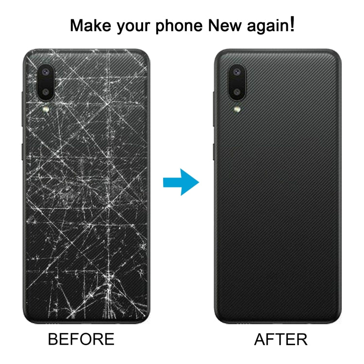 For Samsung Galaxy A02 Battery Back Cover with Camera Lens Cover (Black)