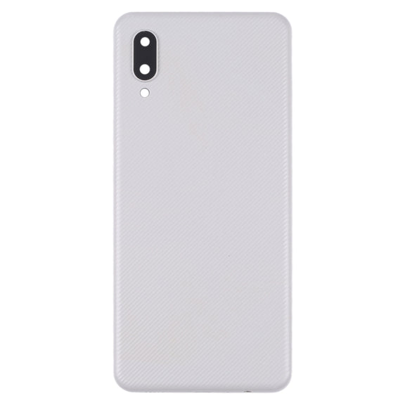 For Samsung Galaxy A02 Battery Back Cover with Camera Lens Cover (White)