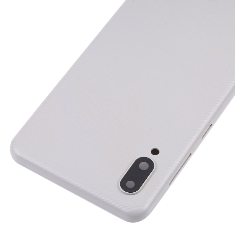 For Samsung Galaxy A02 Battery Back Cover with Camera Lens Cover (White)