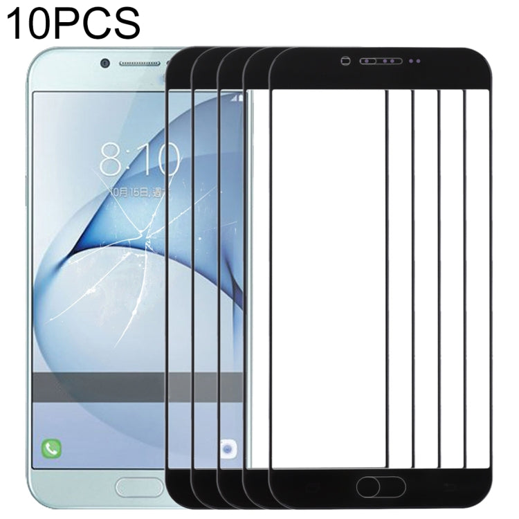 For Samsung Galaxy A8 (2016) / A810 10pcs Front Screen Outer Glass Lens (Black)