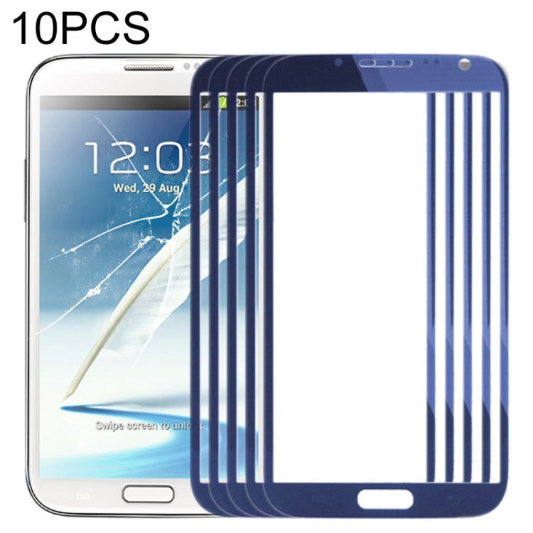 For Samsung Galaxy Note II / N7100 10pcs Front Screen Outer Glass Lens (Blue)