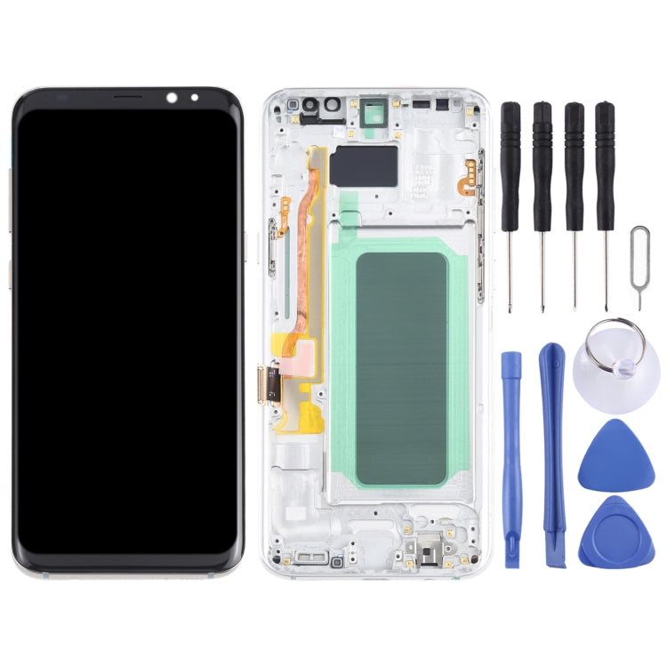 OLED LCD Screen for Samsung Galaxy S8+ SM-G955 Digitizer Full Assembly with Frame (Silver)