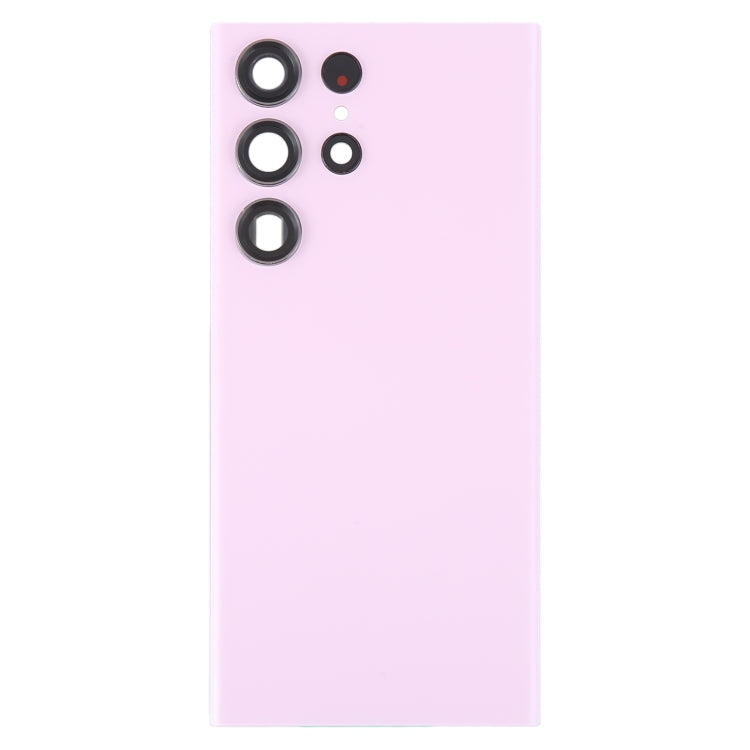 For Samsung Galaxy S23 Ultra SM-S918 Glass Battery Back Cover with Camera Lens Cover(Pink)