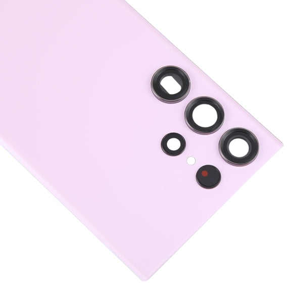 For Samsung Galaxy S23 Ultra SM-S918 Glass Battery Back Cover with Camera Lens Cover(Pink)