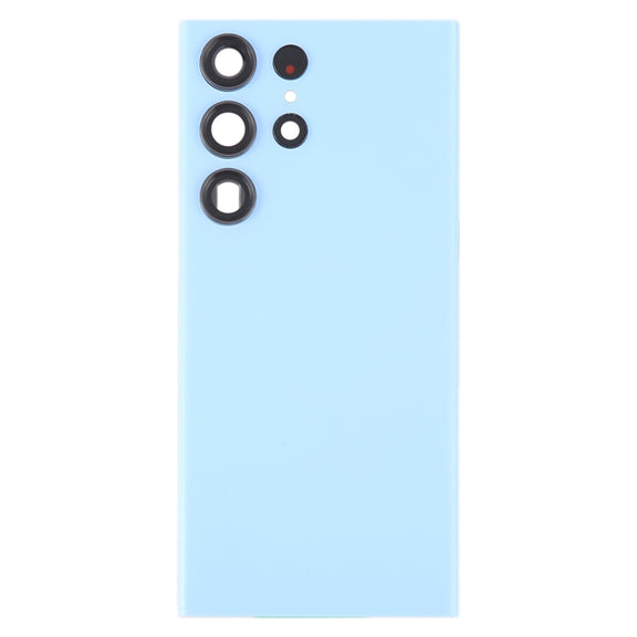 For Samsung Galaxy S23 Ultra SM-S918 Glass Battery Back Cover with Camera Lens Cover(Blue)