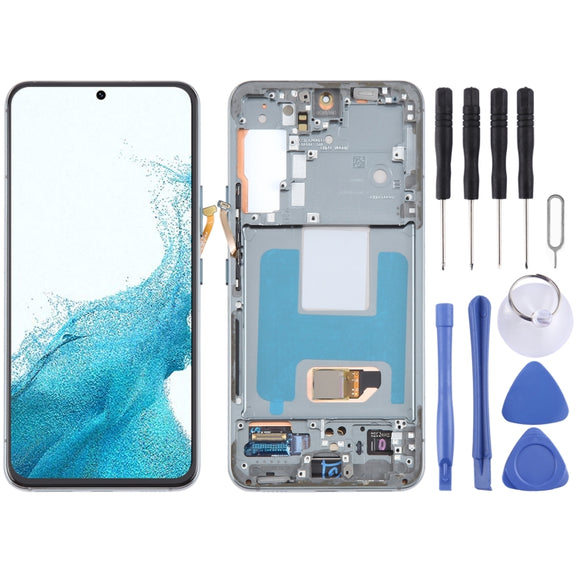 For Samsung Galaxy S22 5G SM-S901B Original LCD Screen Digitizer Full Assembly with Frame (Green)