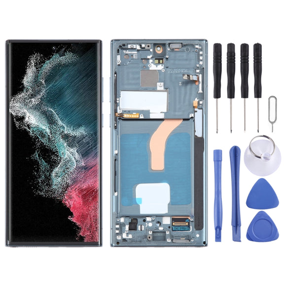 For Samsung Galaxy S22 Ultra 5G SM-S908B Original LCD Screen Digitizer Full Assembly with Frame (Green)