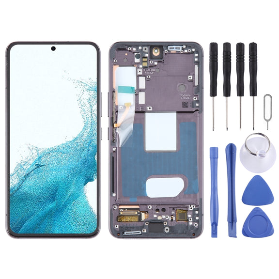 For Samsung Galaxy S22 5G SM-S901B EU Version OLED LCD Screen Digitizer Full Assembly with Frame (Black)