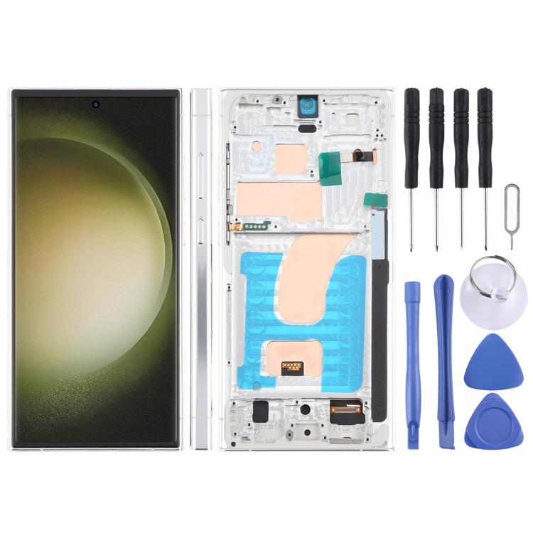 For Samsung Galaxy S23 Ultra SM-S918B 6.72 inch TFT LCD Screen Digitizer Full Assembly with Frame, Not Supporting Fingerprint Identification (Silver)