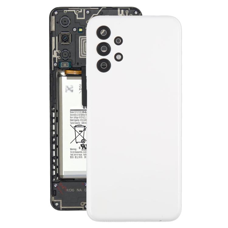 For Samsung Galaxy A13 SM-A135F Back Cover with Camera Lens Cover(White)