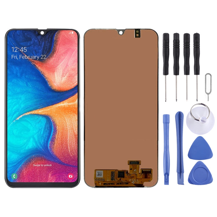 Original Super AMOLED LCD Screen for Galaxy A20 with Digitizer Full Assembly(Black)