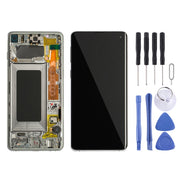 Original Super AMOLED LCD Screen for Galaxy S10 4G Digitizer Full Assembly with Frame (White)