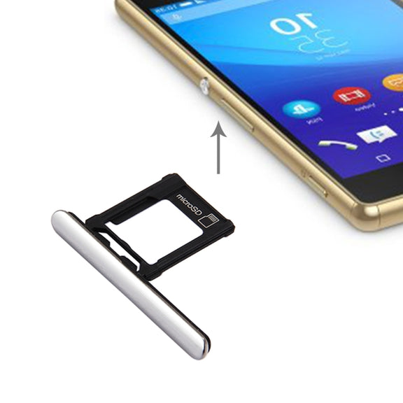 Micro SD Card Tray + Card Slot Port Dust Plug for Sony Xperia XZ Premium (Single SIM Version)(Silver)