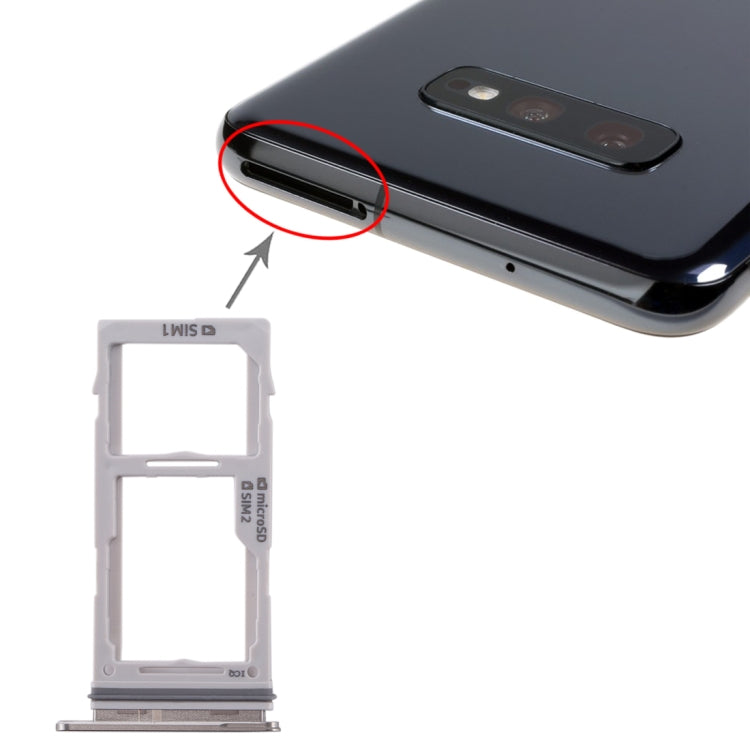 For Galaxy S10+ / S10 / S10e SIM Card Tray + SIM Card Tray / Micro SD Card Tray (White)
