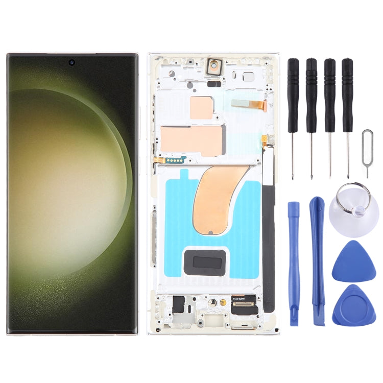 For Samsung Galaxy S23 Ultra 5G SM-S918U US Edition 6.78 inch OLED LCD Screen Digitizer Full Assembly with Frame (Silver)