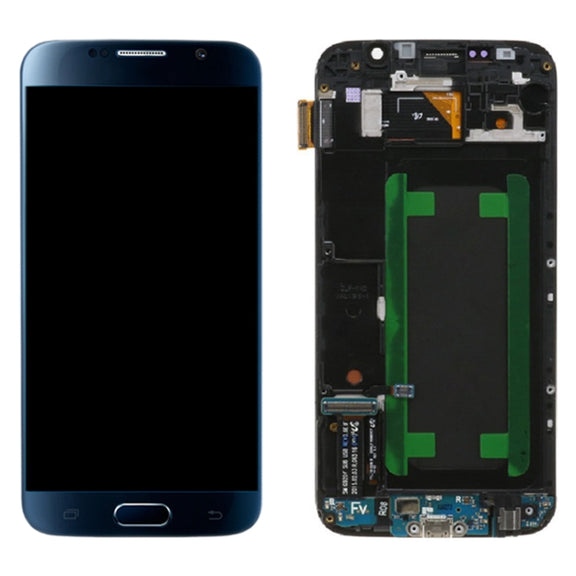 Original Super AMOLED LCD Screen For Samsung Galaxy S6 SM-G920F Digitizer Full Assembly with Frame (Blue)