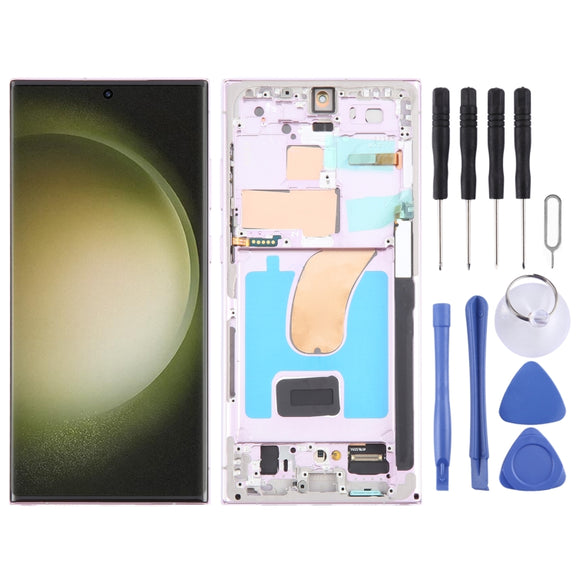 For Samsung Galaxy S23 Ultra 5G SM-S918B EU Edition 6.78 inch OLED LCD Screen Digitizer Full Assembly with Frame (Purple)