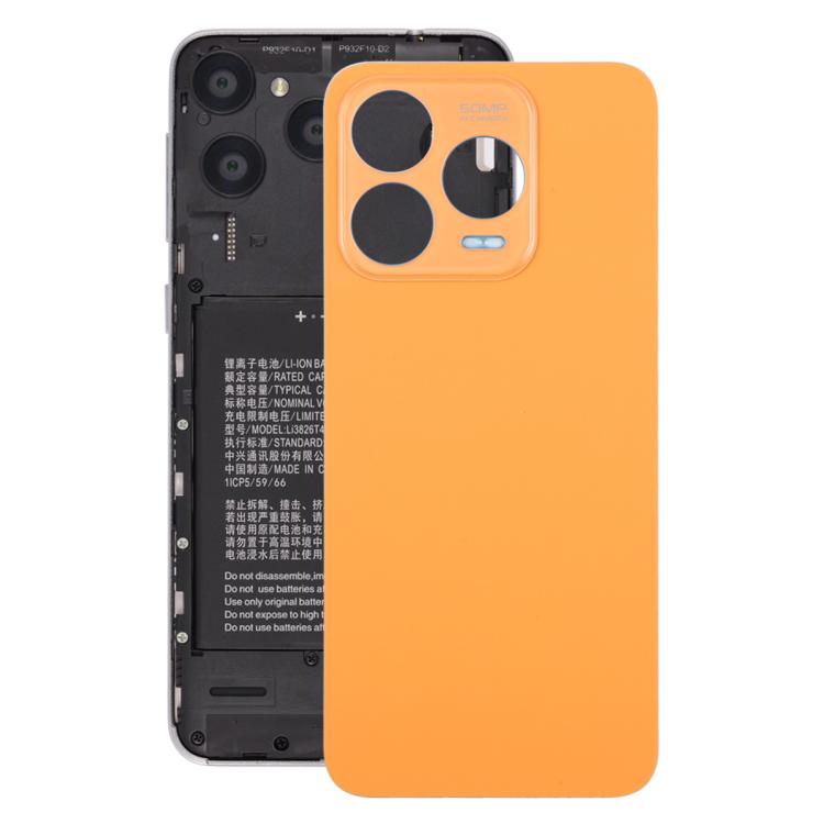 For ZTE Blade V70 Design Leather Material Battery Back Cover with Adhesive(Orange)