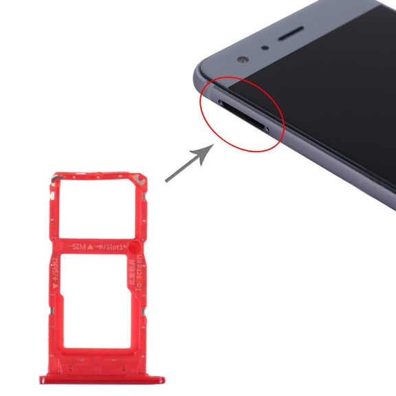 SIM Card Tray + SIM Card Tray / Micro SD Card Tray for Honor 9S (Red)