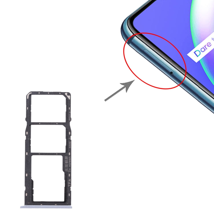 For OPPO Realme C12 RMX2189  SIM Card Tray + SIM Card Tray + Micro SD Card Tray (Silver)