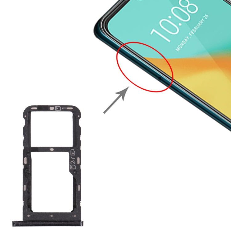 SIM Card Tray + SIM Card Tray / Micro SD Card Tray for ZTE Blade V10 Vita (Black)