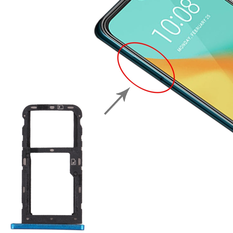SIM Card Tray + SIM Card Tray / Micro SD Card Tray for ZTE Blade V10 Vita (Blue)