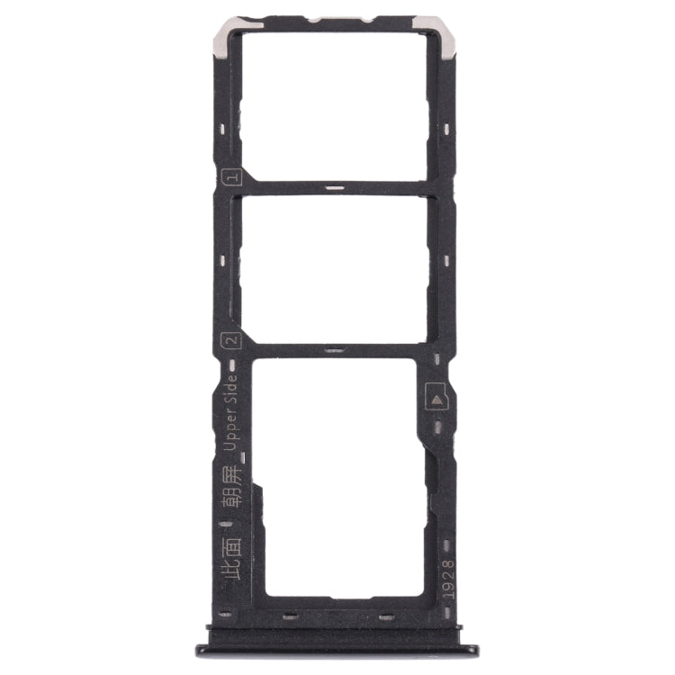 For vivo Y11s V2028 SIM Card Tray + SIM Card Tray + Micro SD Card Tray (Black)