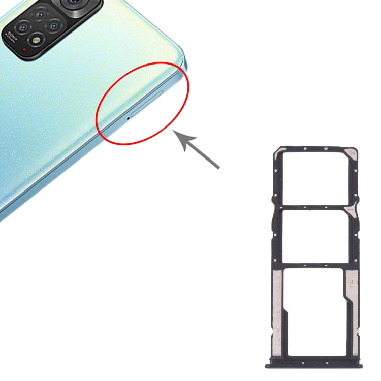 SIM Card Tray + SIM Card Tray + Micro SD card tray for Xiaomi Redmi Note 11 4G / Redmi Note 11S 4G(Black)