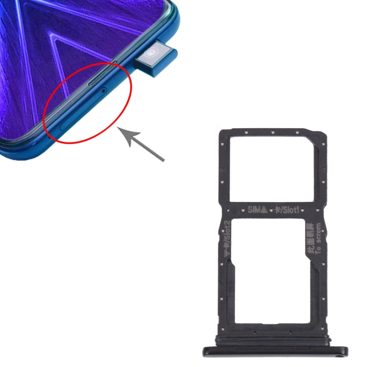 SIM Card Tray + SIM Card Tray / Micro SD Card Tray for Honor 9X (Black)
