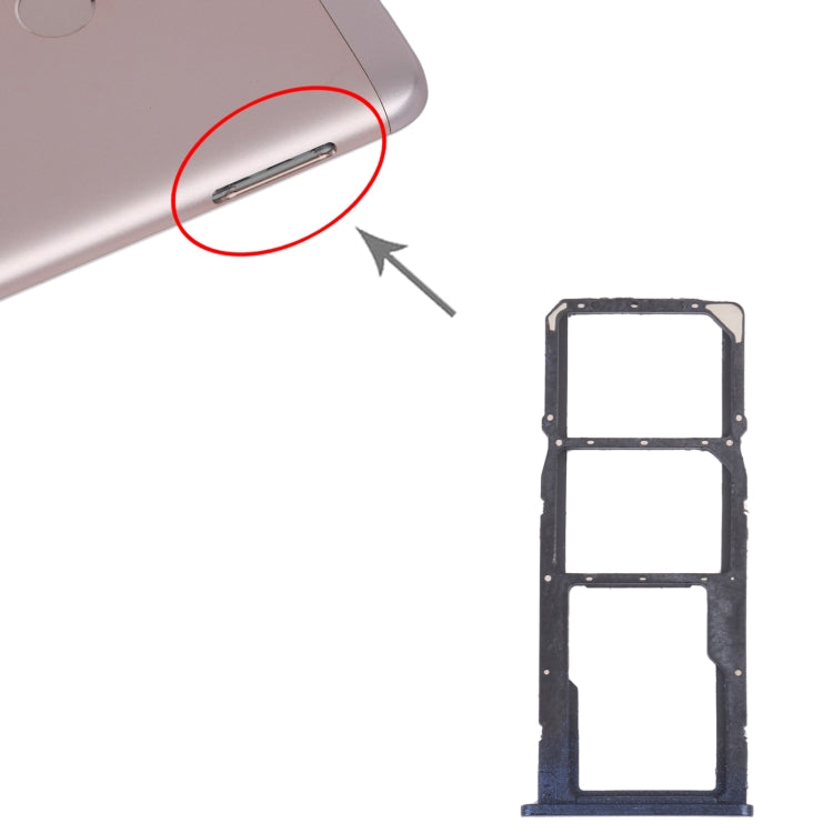 SIM Card Tray + SIM Card Tray + Micro SD Card Tray for Honor 7C(Blue)