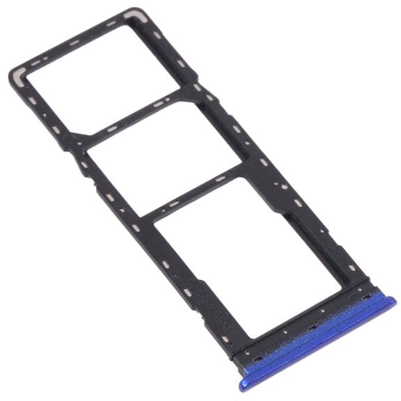 For Tecno Spark 4 Lite KC8S SIM Card Tray + SIM Card Tray + Micro SD Card Tray (Blue)