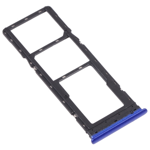 For Tecno Spark 4 Lite KC8S SIM Card Tray + SIM Card Tray + Micro SD Card Tray (Blue)