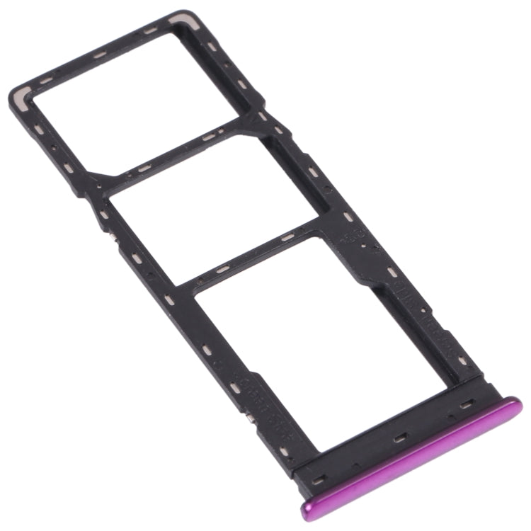 For Tecno Spark 4 Lite KC8S SIM Card Tray + SIM Card Tray + Micro SD Card Tray (Purple)
