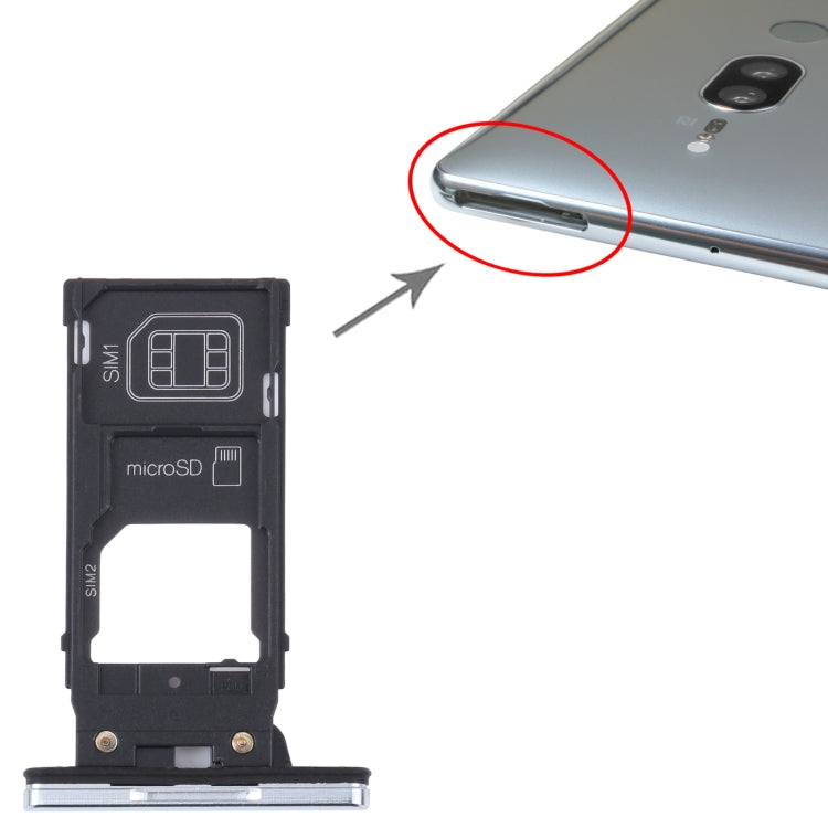 For Sony Xperia XZ2 Premium Original SIM Card Tray + SIM / Micro SD Card Tray (Silver)