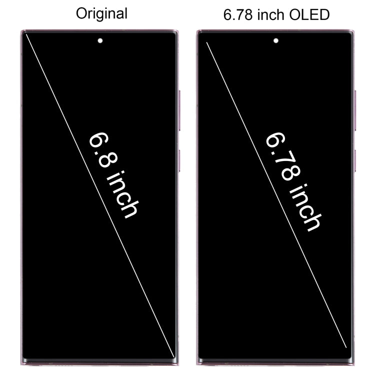 For Samsung Galaxy S22 Ultra 5G SM-S908B EU Edition 6.78 inch OLED  LCD Screen Digitizer Full Assembly with Frame (Purple)