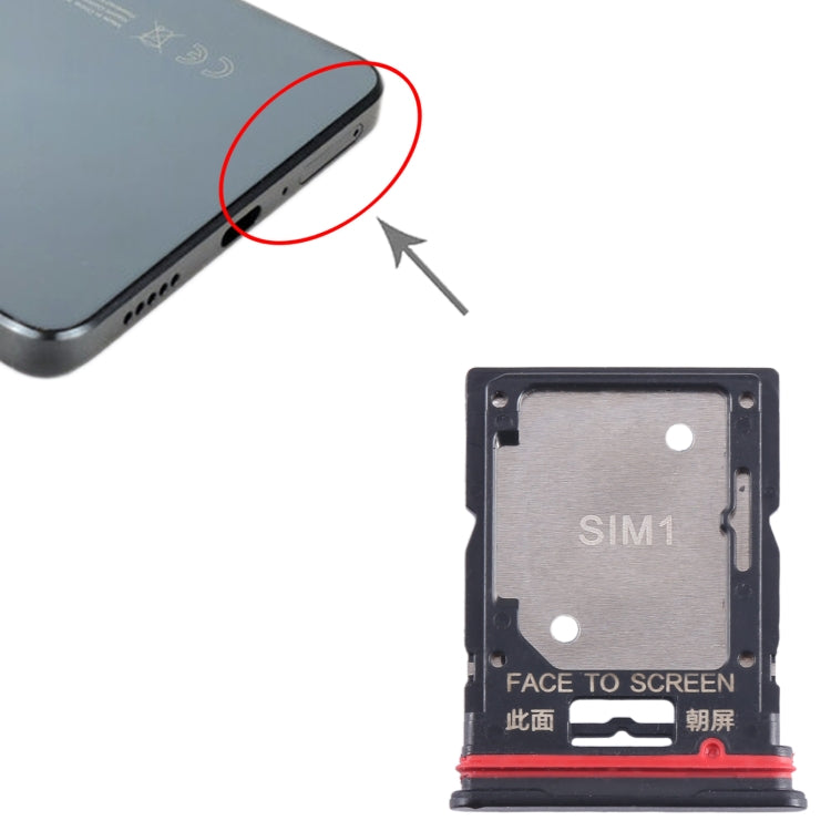 For Xiaomi Redmi Note 11T Pro SIM Card Tray + SIM Card Tray / Micro SD Card Tray (Black)