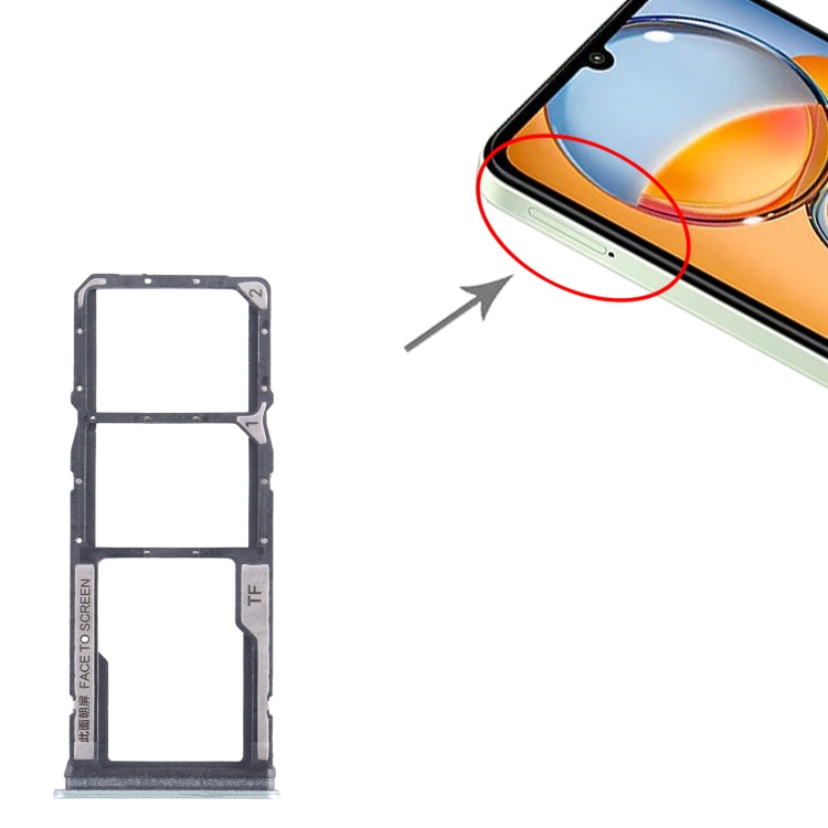 For Xiaomi Redmi 13C SIM Card Tray + SIM Card Tray + Micro SD Card Tray (Green)