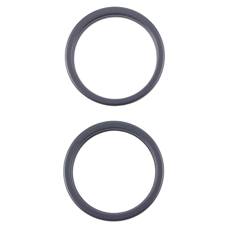 For iPhone 16 2pcs/set Rear Camera Glass Lens Metal Outside Protector Hoop Ring (Black)
