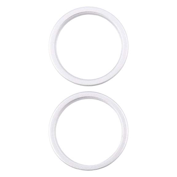 For iPhone 16 2pcs/set Rear Camera Glass Lens Metal Outside Protector Hoop Ring (Silver)