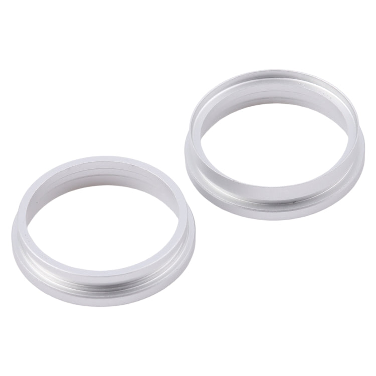For iPhone 16 Plus 2pcs/set Rear Camera Glass Lens Metal Outside Protector Hoop Ring (Silver)