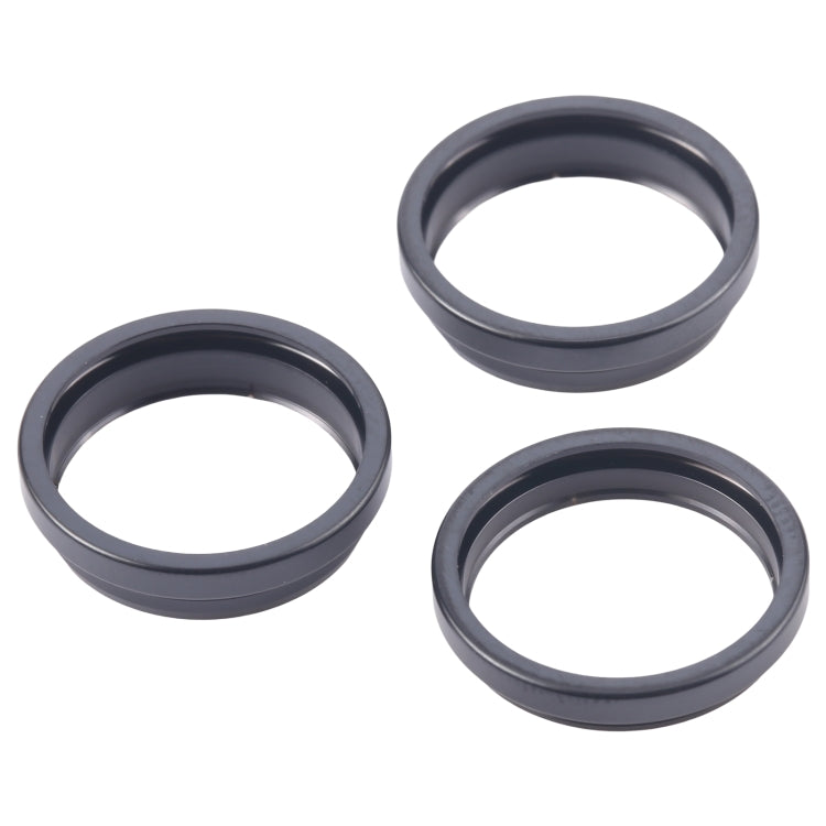 For iPhone 16 Pro 3pcs/set Rear Camera Glass Lens Metal Outside Protector Hoop Ring (Black)