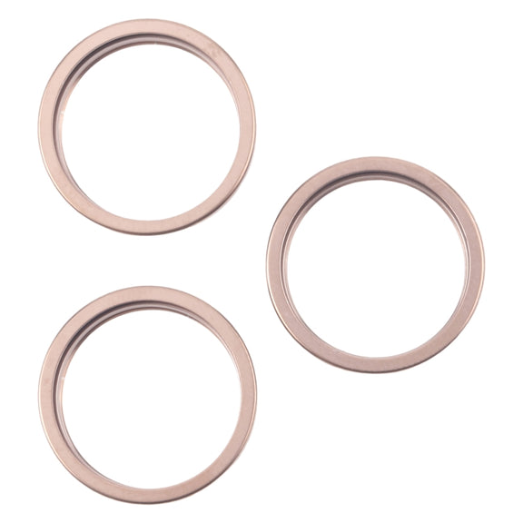 For iPhone 16 Pro 3pcs/set Rear Camera Glass Lens Metal Outside Protector Hoop Ring (Gold)