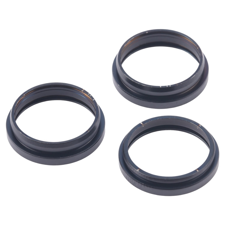 For iPhone 16 Pro Max 3pcs/set Rear Camera Glass Lens Metal Outside Protector Hoop Ring (Black)