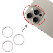 For iPhone 16 Pro Max 3pcs/set Rear Camera Glass Lens Metal Outside Protector Hoop Ring (Silver)
