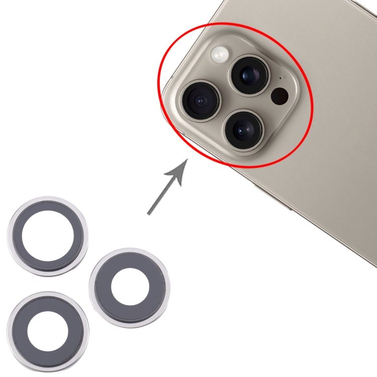 For iPhone 16 Pro 3pcs/Set Camera Lens Cover (Silver)
