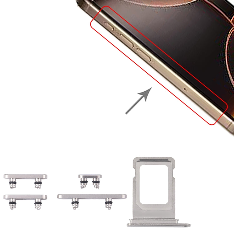 For iPhone 16 Pro Original SIM Card Tray + SIM Card Tray + Side Keys (White)